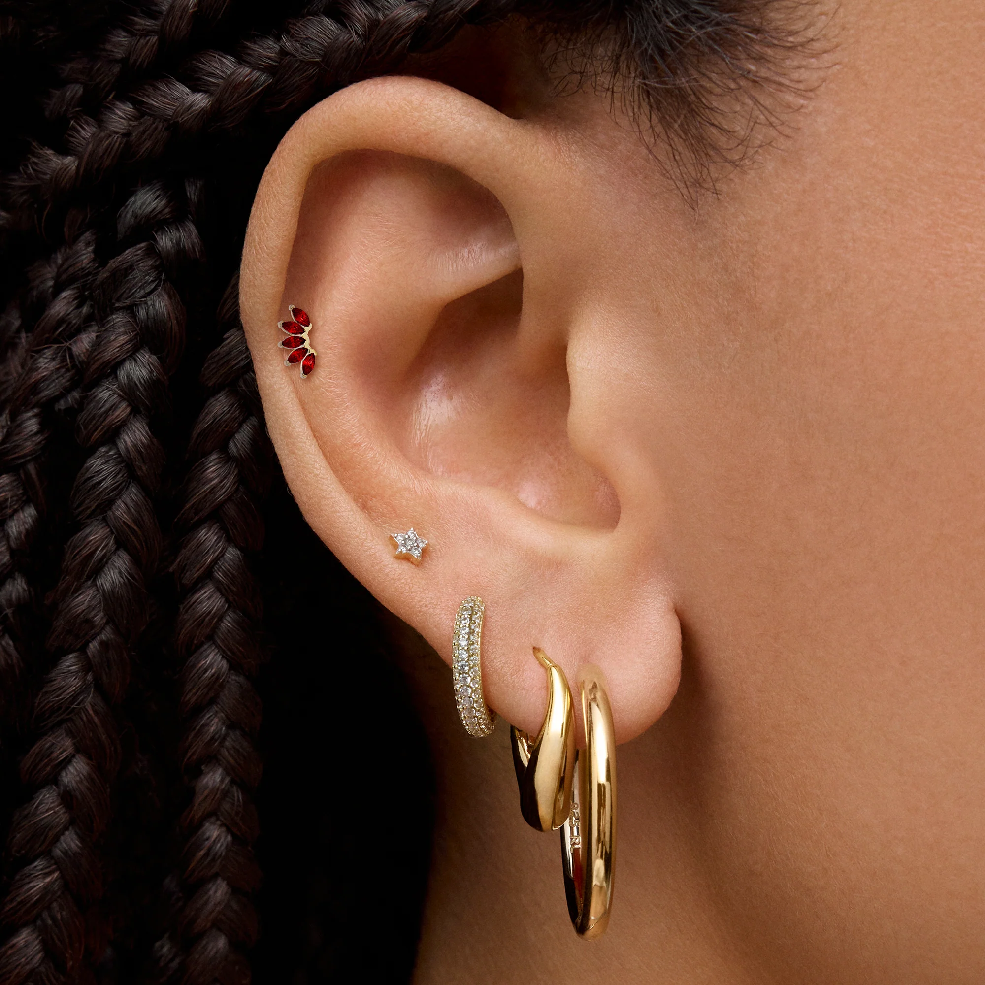 14k Arch Marquis Flat Back Stud - Image 5