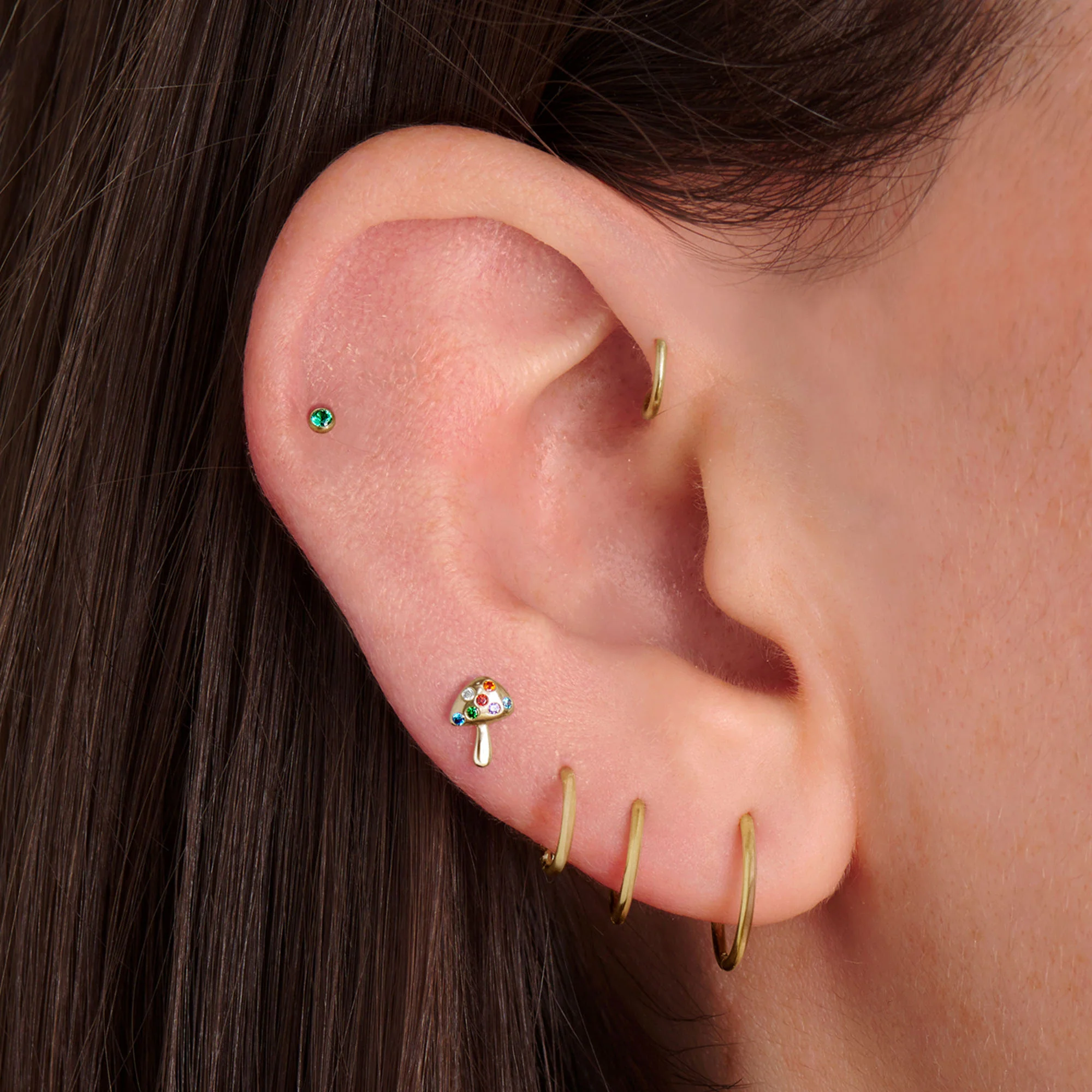 14k CZ Mushroom Flat Back Stud - Image 2