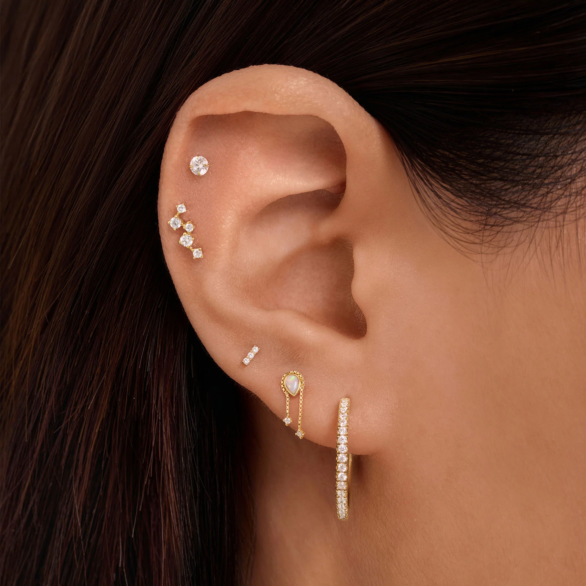 14k Lab Diamond Constellation Flat Back Stud - Image 2