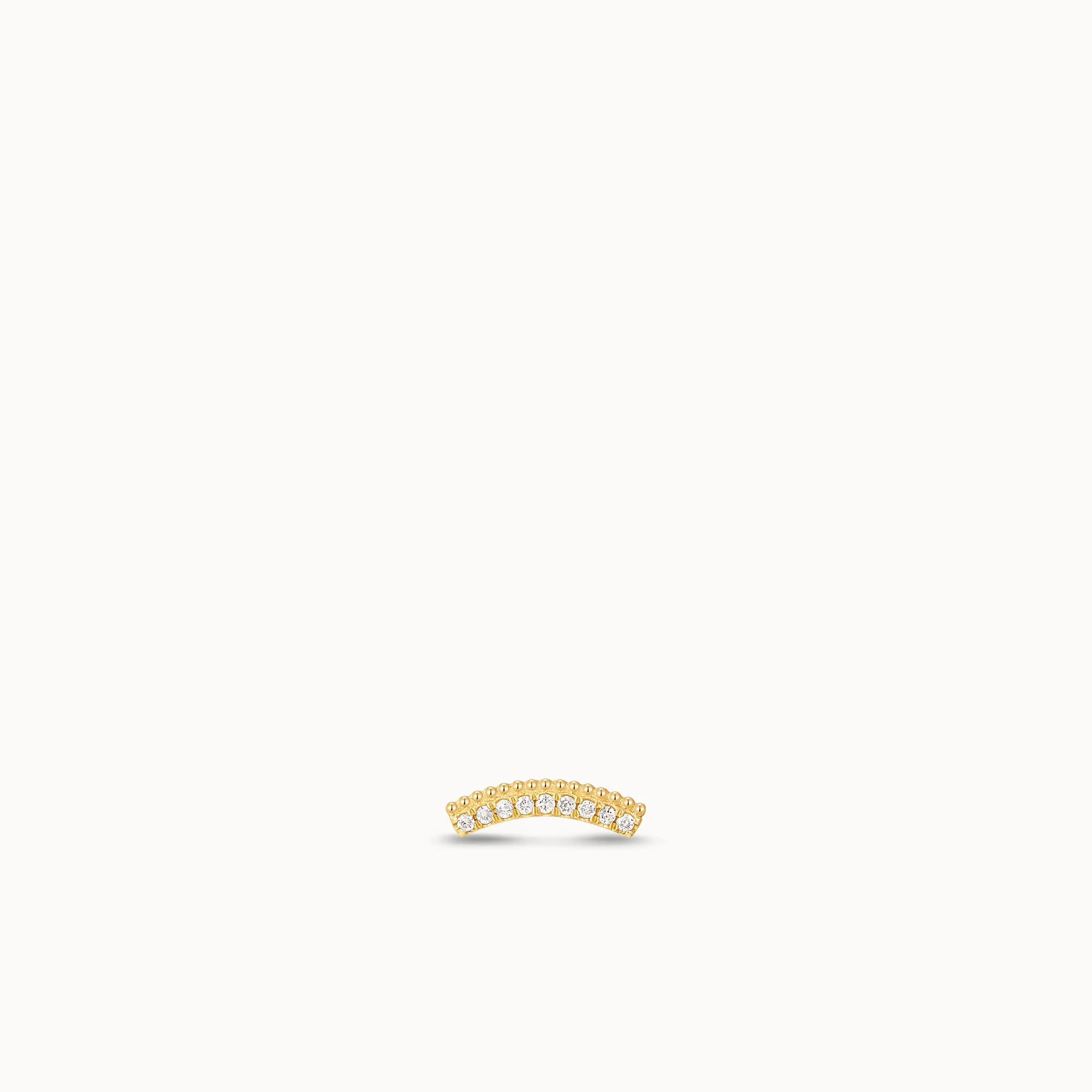 14k Lab Diamond Curved Beaded Bar Flat Back Stud