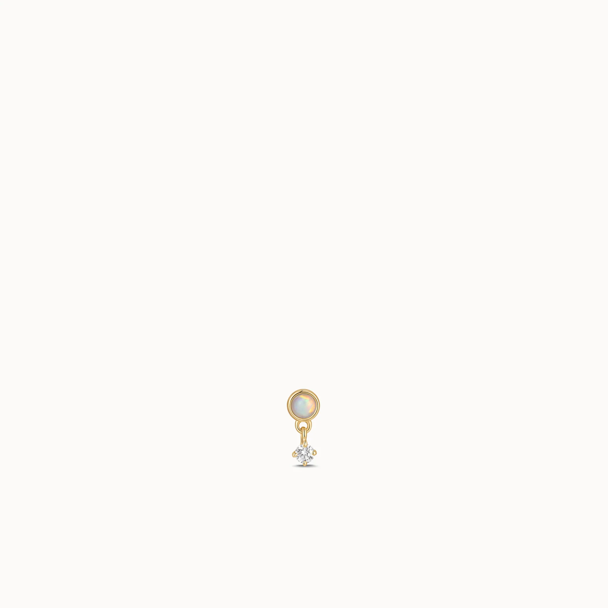 14k Opal Drop Lab Diamond Flat Back Stud