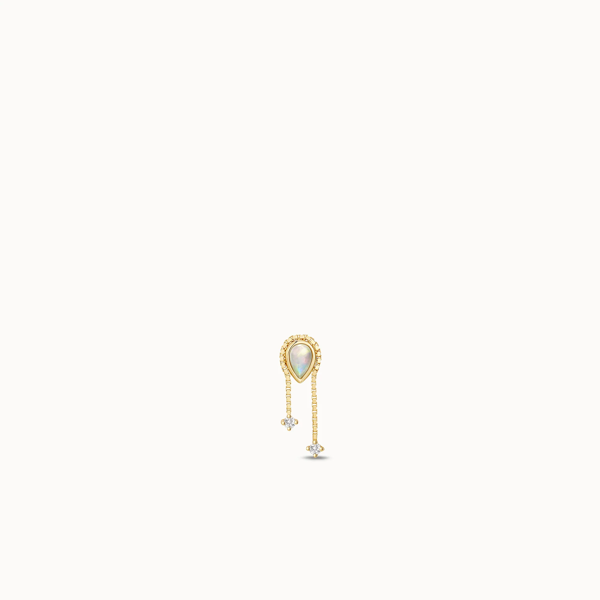 14k Opal Lab Diamond Chain Flat Back Stud