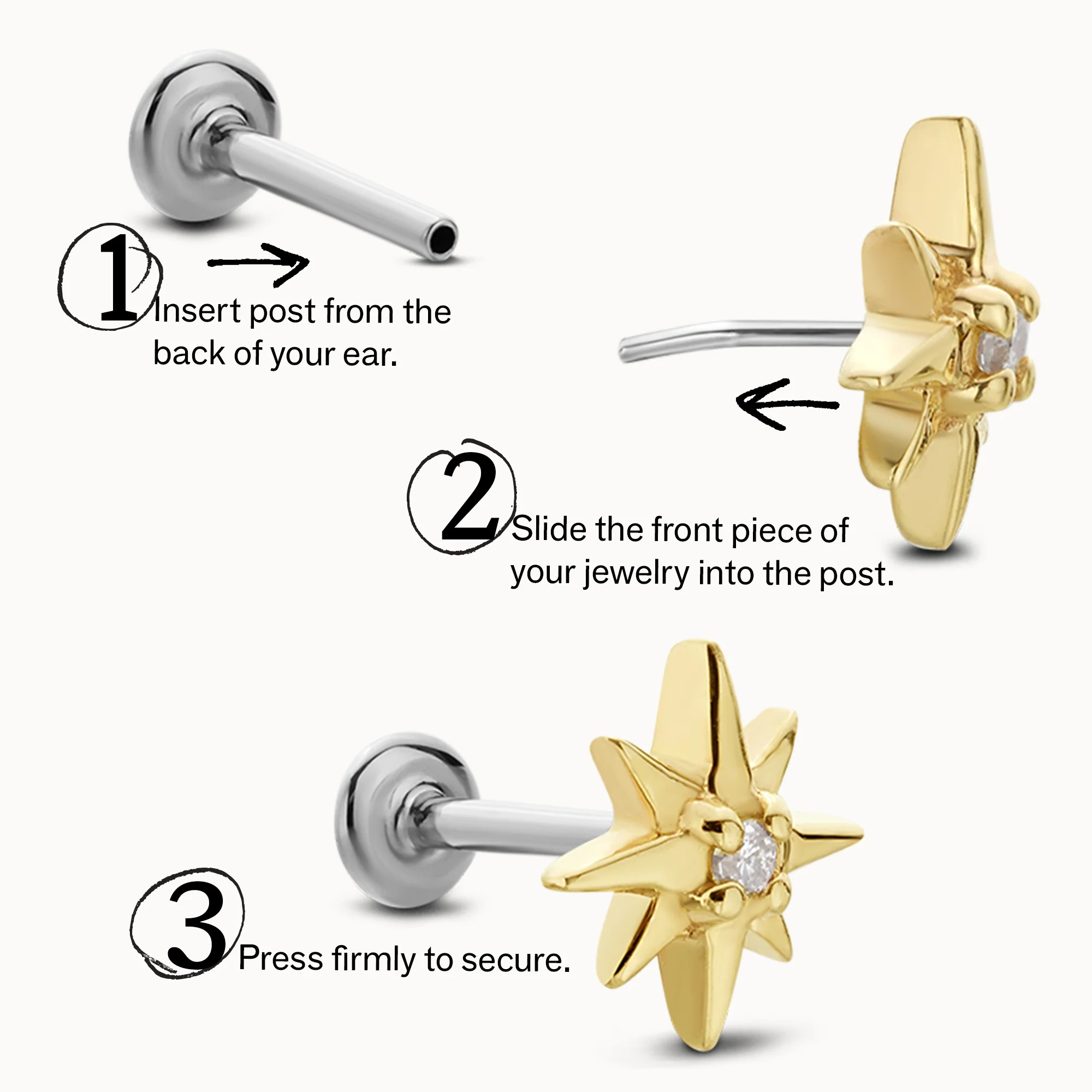 14k Diamond Flat Back Stud - 2.5mm - Image 4