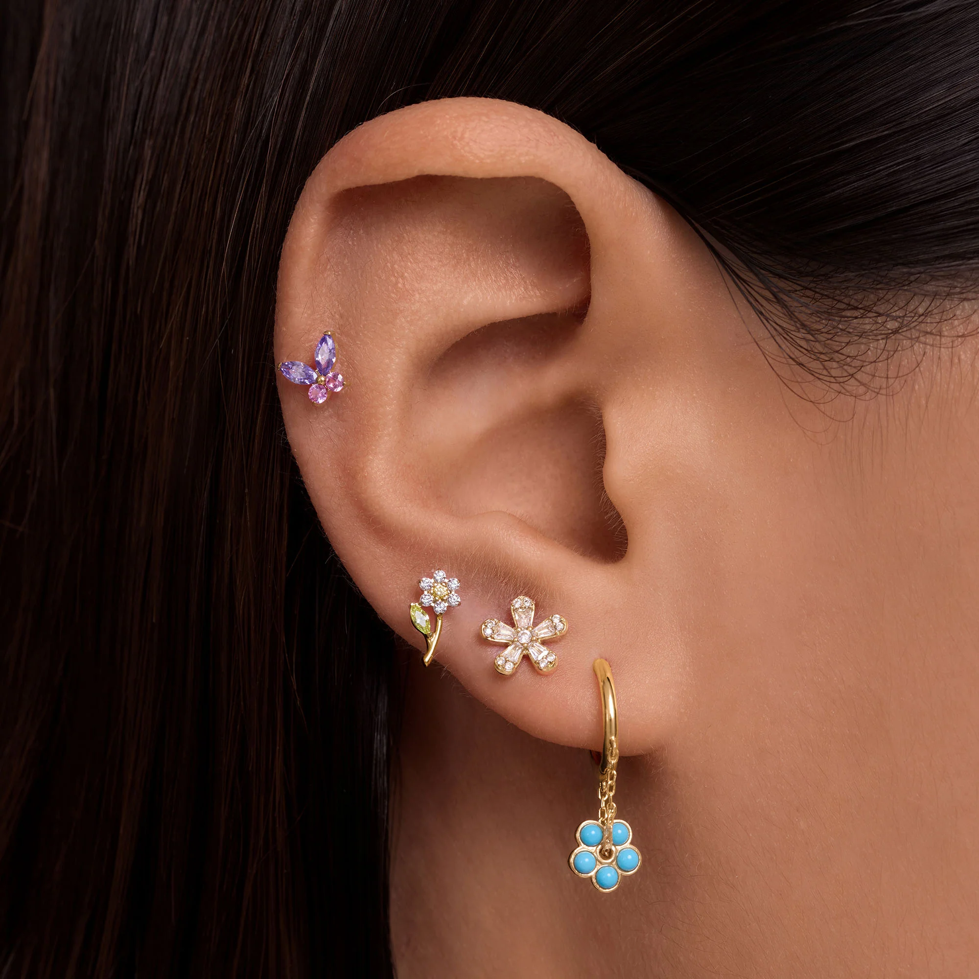 Turquoise Bloom Hoops - Image 2